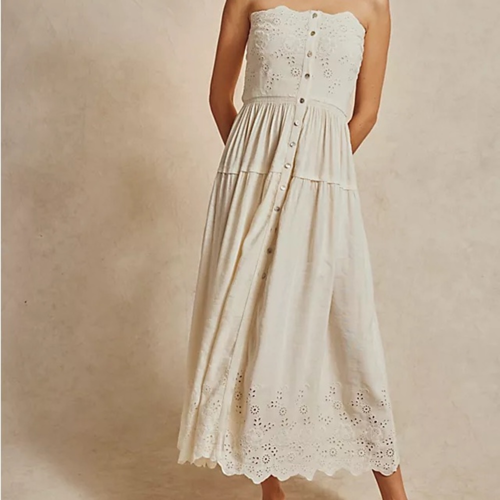 Free People Eyelet Button-Down Maxi Dress- NEVER WORN